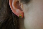 24k gold Paraiba blue tourmaline studs //gold Paraiba tourmaline earrings//unique tourmaline earrings//artisan tourmaline studs