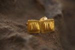 24k gold studs, rectangle earrings, hammered gold studs, artisan gold studs, 24k gold earrings,24k non allergic, solid gold  rectangle studs