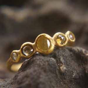 24k gold diamonds ring//unique engagement ring//multi stone diamond ring//24k engagement ring//24k artisan diamond ring