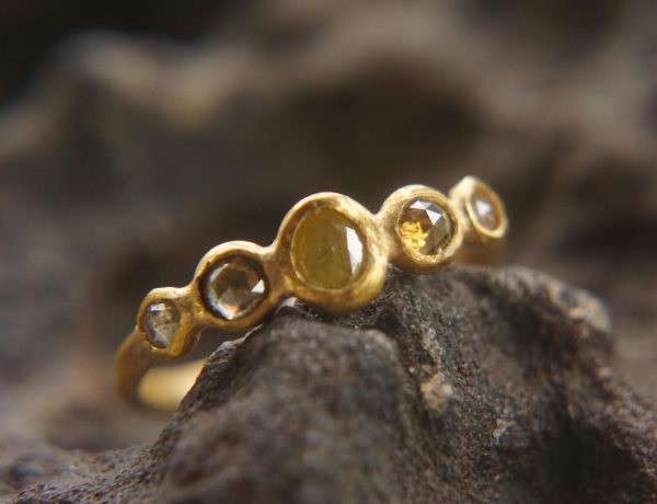 24k gold diamonds ring//unique engagement ring//multi stone diamond ring//24k engagement ring//24k artisan diamond ring