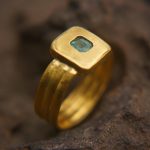 24k gold emerald ring//artisan square emerald ring//unique statement emerald gold ring//24k solid gold hand made ring//artisan jewelry