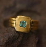 24k gold emerald ring//artisan square emerald ring//unique statement emerald gold ring//24k solid gold hand made ring//artisan jewelry