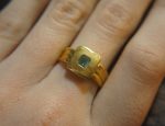24k gold emerald ring//artisan square emerald ring//unique statement emerald gold ring//24k solid gold hand made ring//artisan jewelry