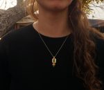 24k gold Tourmaline and emerald pendant//24k emerald necklace//handmade Tourmaline pendant//emerald and Tourmaline stones //24k gold pendant