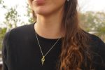 24k gold green tourmaline and diamond pendant//pear green tourmaline pendant//diamond gold necklace//artisan tourmaline pendant