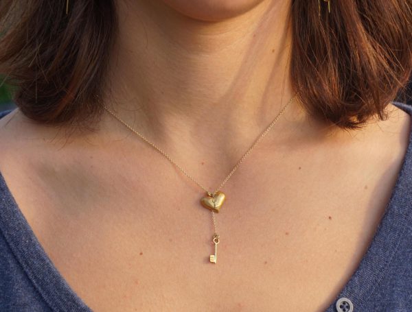 24k heart Lock and key necklace//gold heart pendant// 24k gold pendant//gold heart pendant//24k gold pendant//artisan gold heart//
