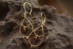 24k gold earrings//orange sapphire Earrings//Gold dangle earrings//gold nuggets earrings//gold dangle earring//sapphire gold earrings