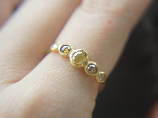24k gold diamonds ring//unique engagement ring//multi stone diamond ring//24k engagement ring//24k artisan diamond ring