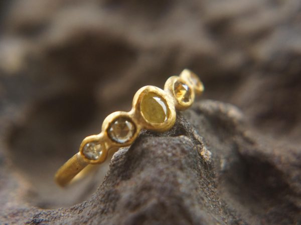 24k gold diamonds ring//unique engagement ring//multi stone diamond ring//24k engagement ring//24k artisan diamond ring